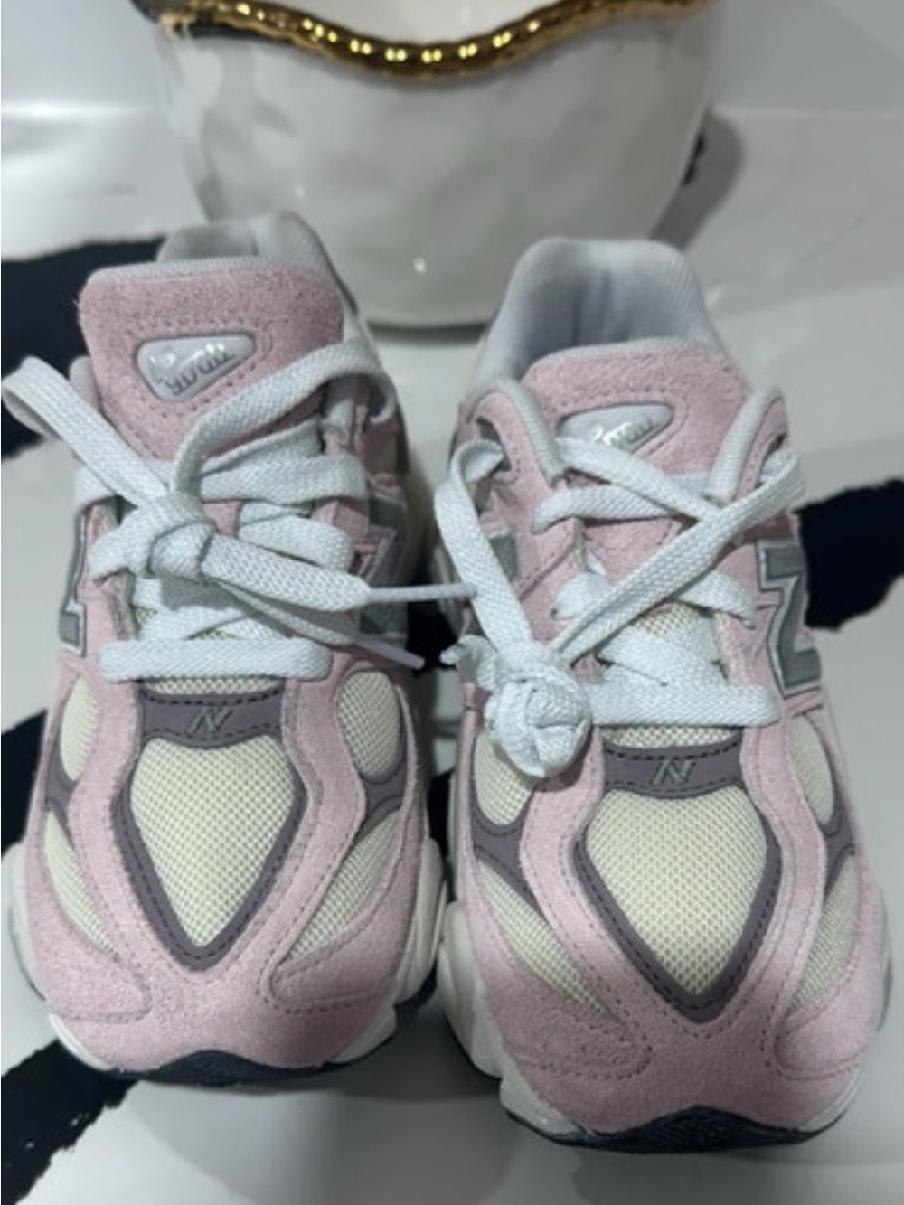 New Balance Kids Pink and Cream Sneakers